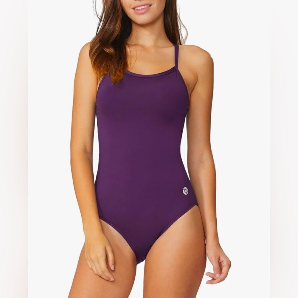 BALEAF Athletic Training Adjustable Strap One Piece Swimsuit size 34 plum/purple